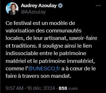 Regard de la Directrice Générale de l’UNESCO sur le Festival des Cités du Patrimoine